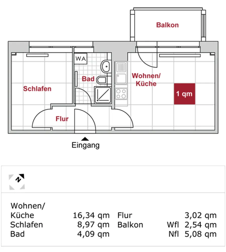 2 Zimmer Wohnung mit 35 m² in Dresden – Bild 2