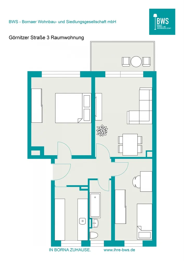 3 Zimmer Wohnung mit 60 m² in Borna – Bild 4
