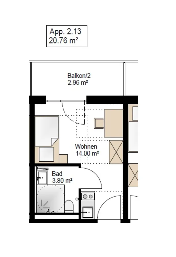 1 Zimmer Wohnung mit 21 m² in Augsburg – Bild 7