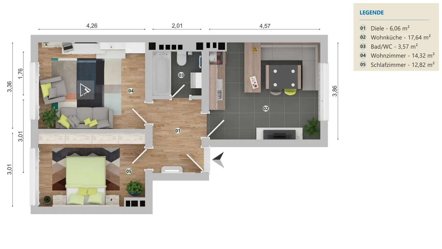 3 Zimmer Wohnung mit 54 m² in Wuppertal – Bild 2