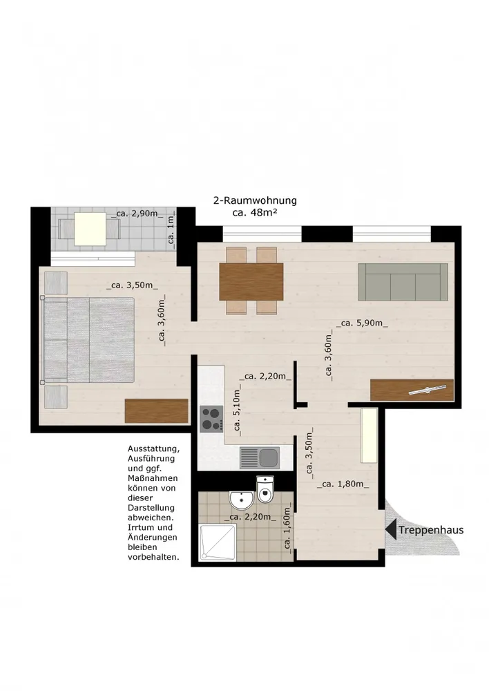 2 Zimmer Wohnung mit 48 m² in Dessau-Roßlau – Bild 2
