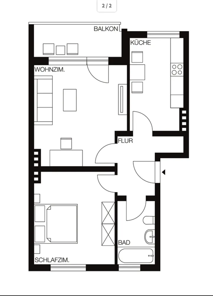 2 Zimmer Wohnung mit 58 m² in Hannover – Bild 2