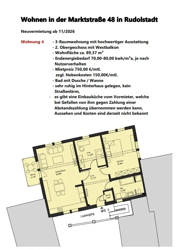 3 Zimmer Wohnung mit 89 m² in Rudolstadt – Bild 5