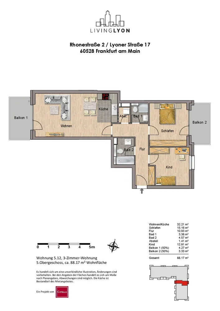 3 Zimmer Wohnung mit 88 m² in Frankfurt am Main – Bild 12