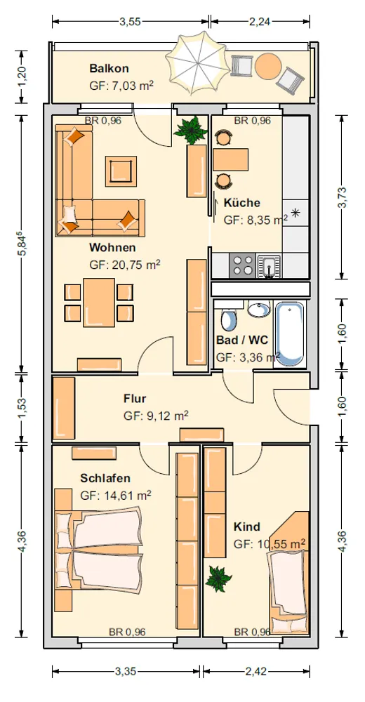3 Zimmer Wohnung mit 69 m² in Werdau – Bild 3