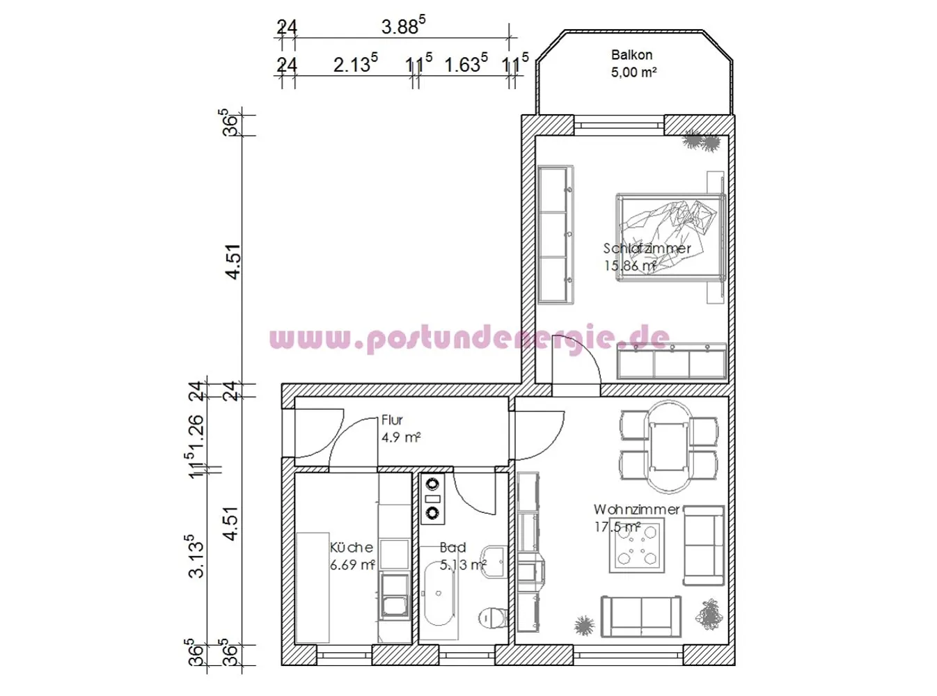 2 Zimmer Wohnung mit 51 m² in Magdeburg – Bild 2