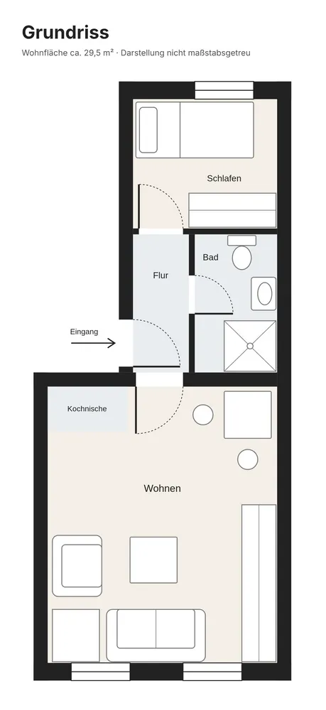 2 Zimmer Wohnung mit 30 m² in Rostock – Bild 3