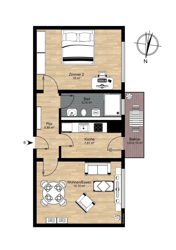2 Zimmer Wohnung mit 60 m² in Köln – Bild 12