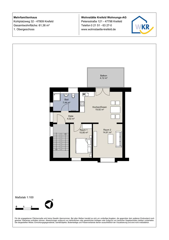 2 Zimmer Wohnung mit 61 m² in Krefeld – Bild 8