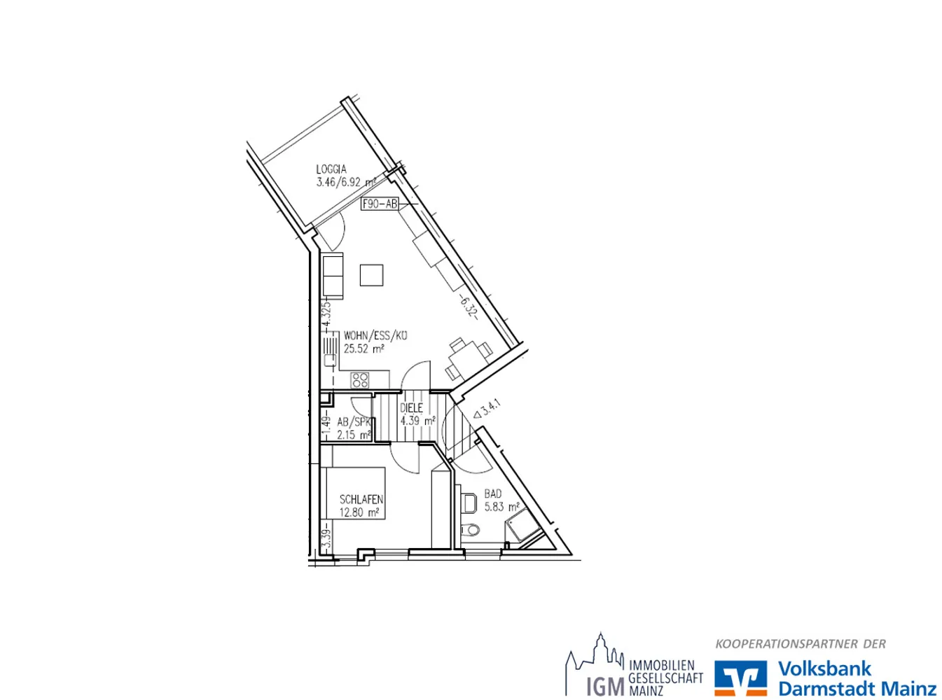 2 Zimmer Wohnung mit 54 m² in Mainz – Bild 12