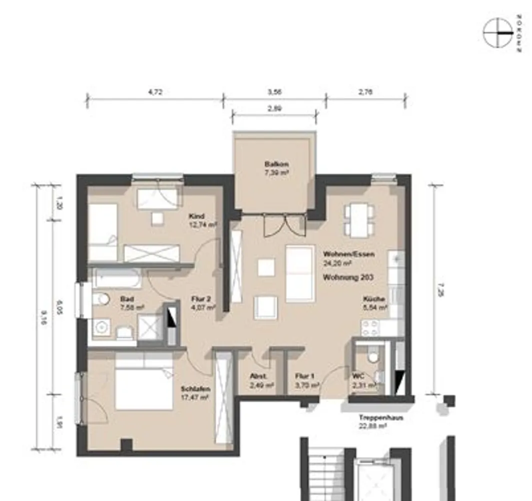 3 Zimmer Wohnung mit 85 m² in Darmstadt – Bild 1