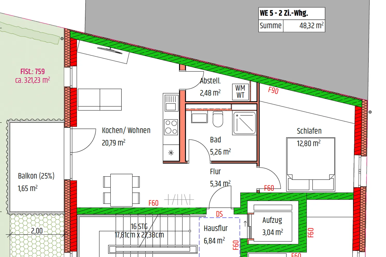 2 Zimmer Wohnung mit 48 m² in Landau in der Pfalz – Bild 2