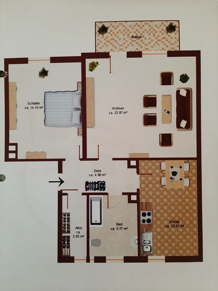 2 Zimmer Wohnung mit 64 m² in Augsburg – Bild 3