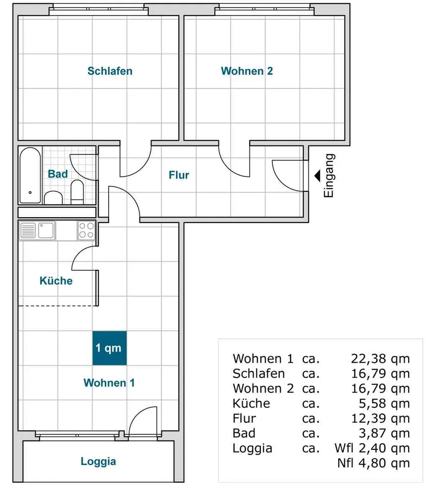 3 Zimmer Wohnung mit 80 m² in Dresden – Bild 2