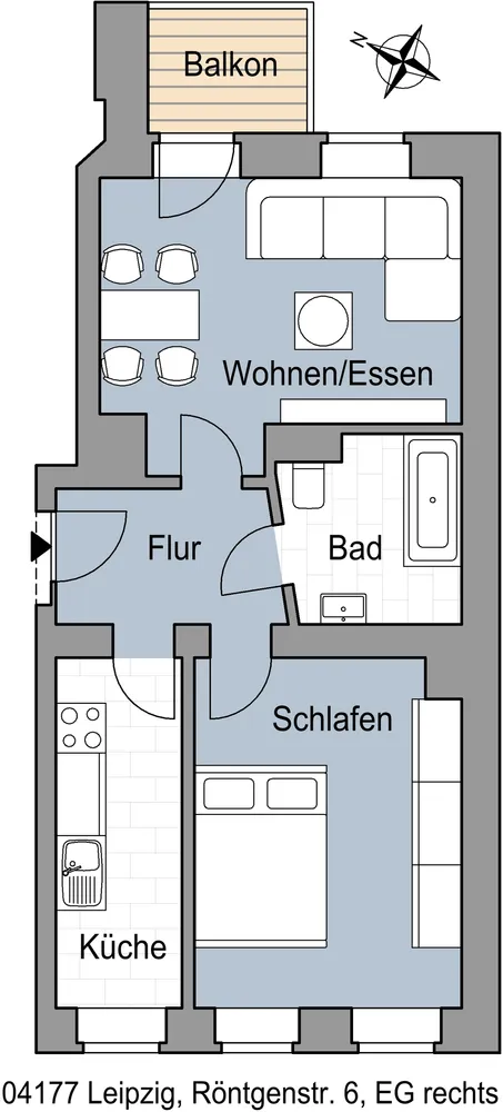 2 Zimmer Wohnung mit 44 m² in Leipzig – Bild 2