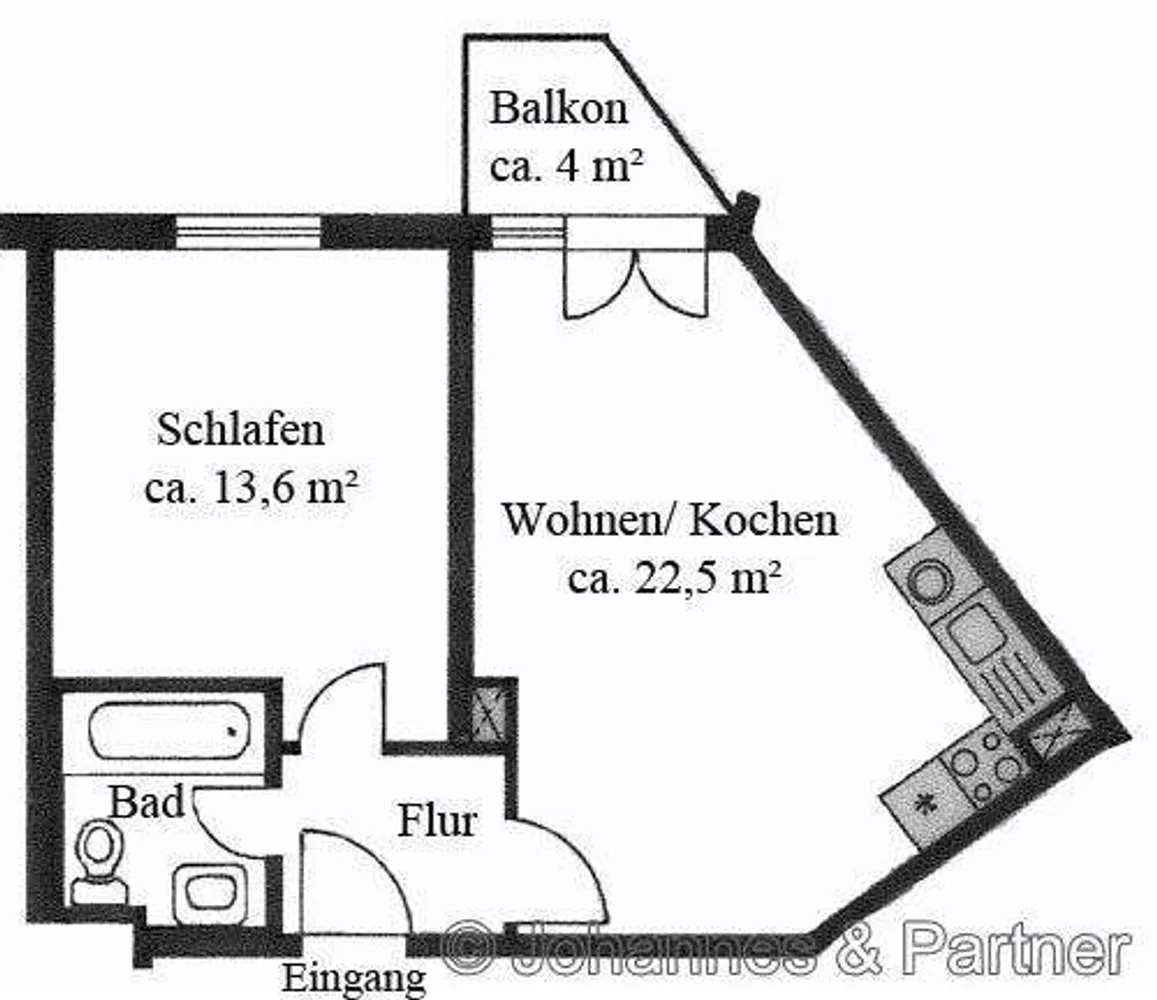 2 room apartment with 44 m² in Dresden – Photo 4