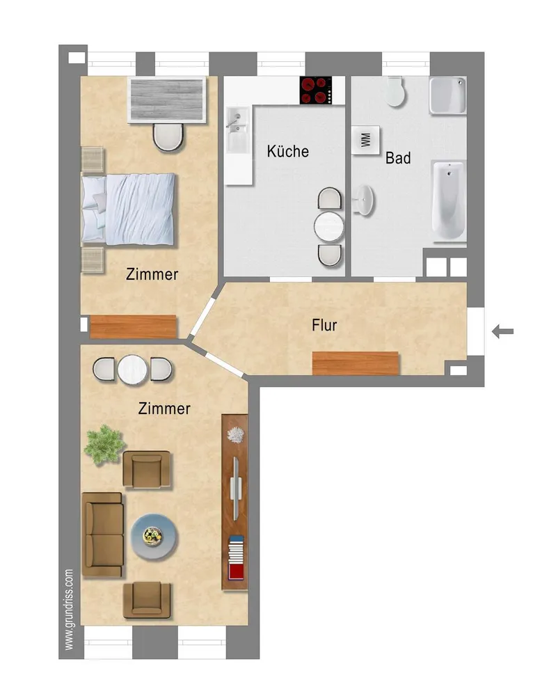 2 Zimmer Wohnung mit 57 m² in Leipzig – Bild 2