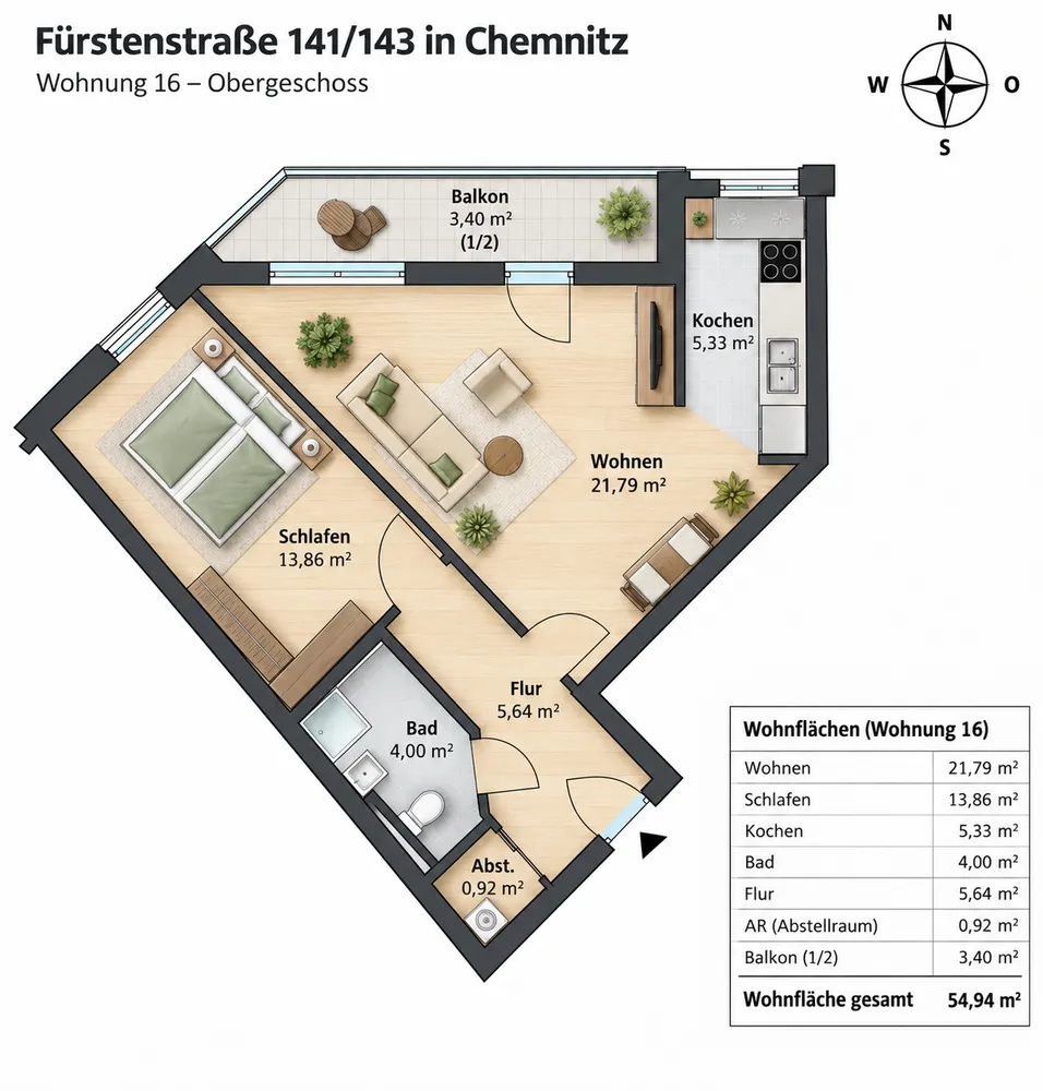 2 Zimmer Wohnung mit 55 m² in Chemnitz – Bild 9