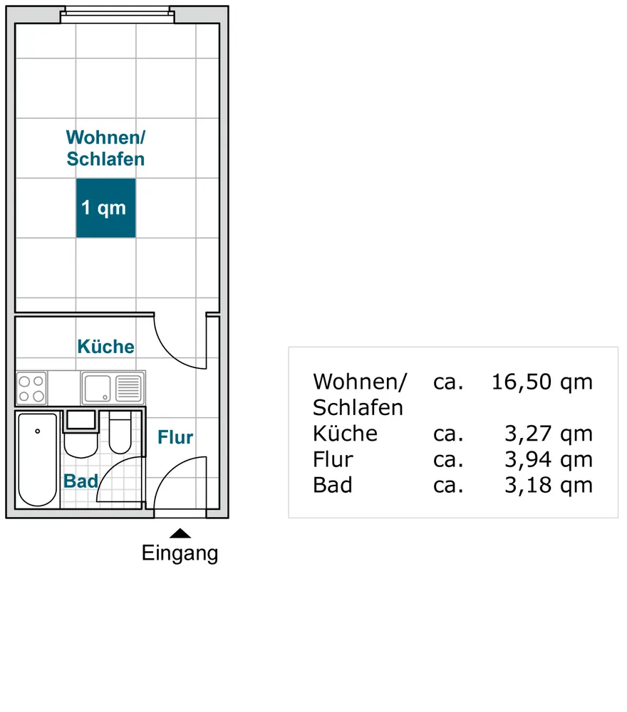 1 Zimmer Wohnung mit 27 m² in Dresden – Bild 2