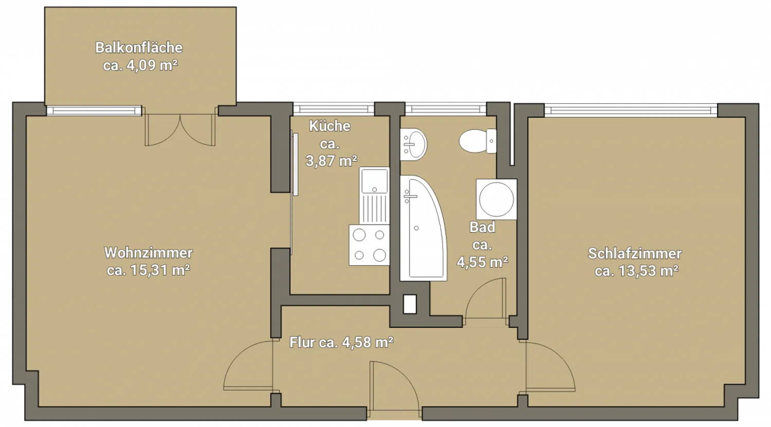 2 room apartment with 44 m² in Chemnitz – Photo 2