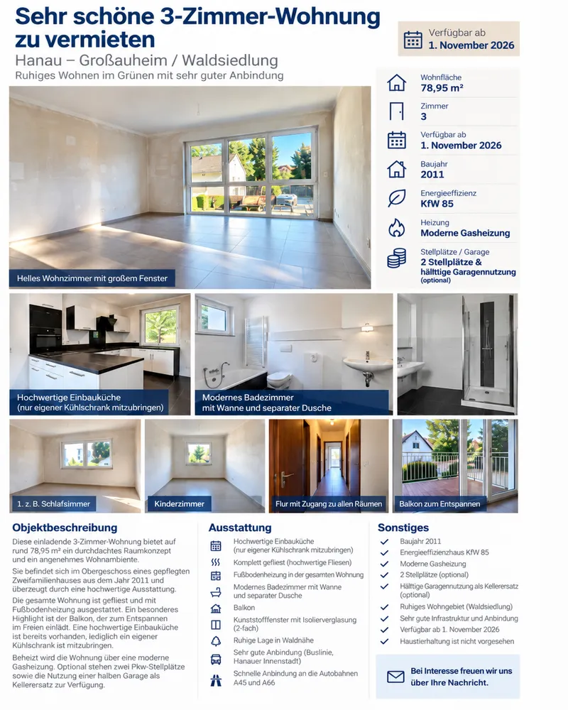 3 Zimmer Wohnung mit 79 m² in Hanau – Bild 2