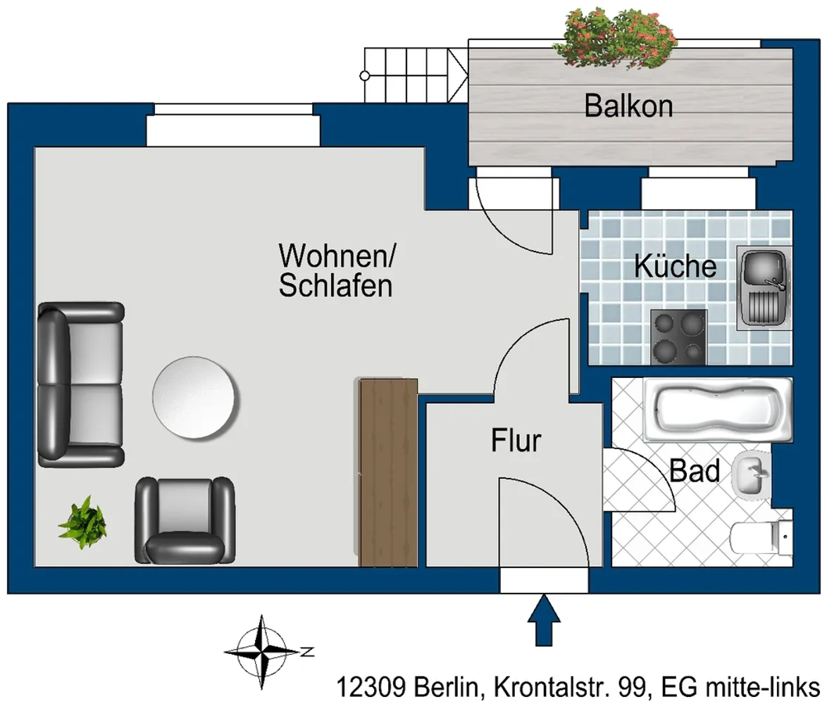 1 Zimmer Wohnung mit 34 m² in Berlin – Bild 2