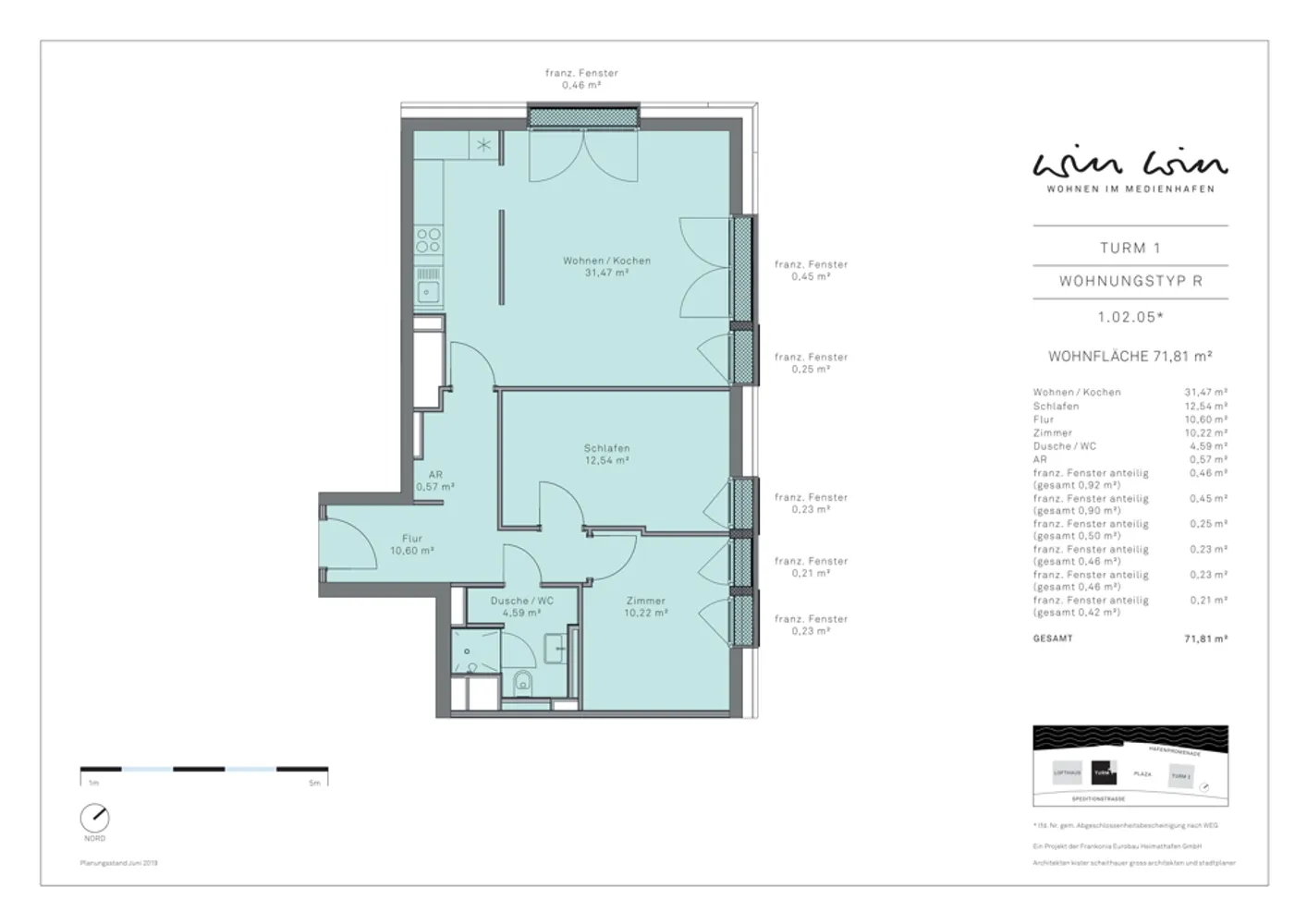 3 Zimmer Wohnung mit 72 m² in Düsseldorf – Bild 2