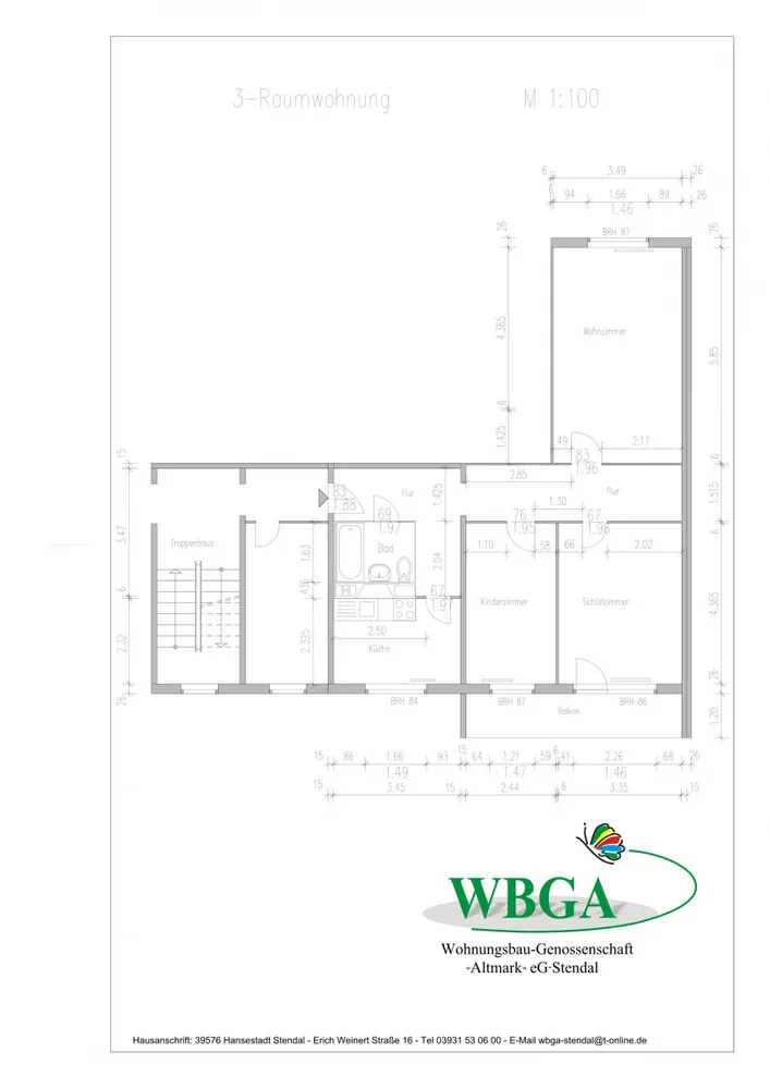 3 Zimmer Wohnung mit 76 m² in Stendal – Bild 2