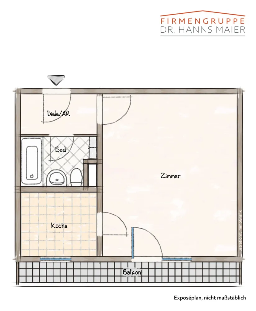 1 Zimmer Wohnung mit 37 m² in München – Bild 2