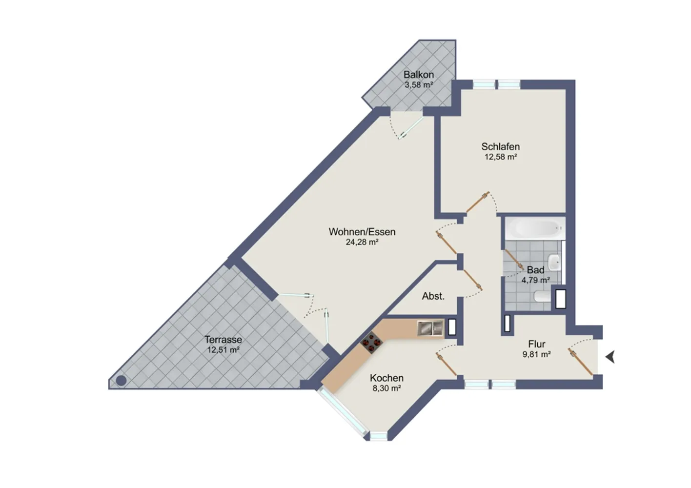 2 Zimmer Wohnung mit 66 m² in Wiesbaden – Bild 2