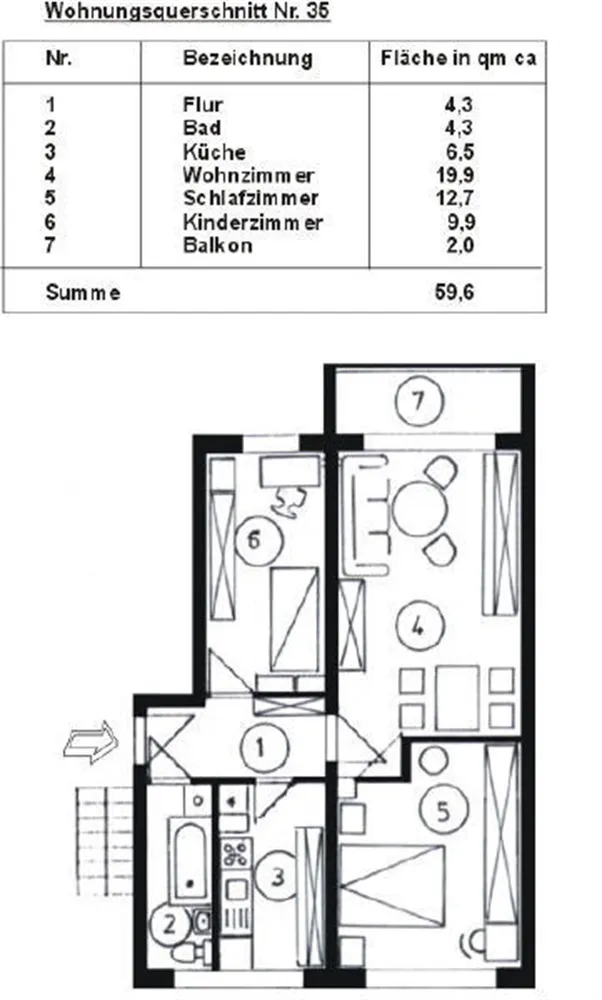 3 Zimmer Wohnung mit 59 m² in Schwarzenberg – Bild 1