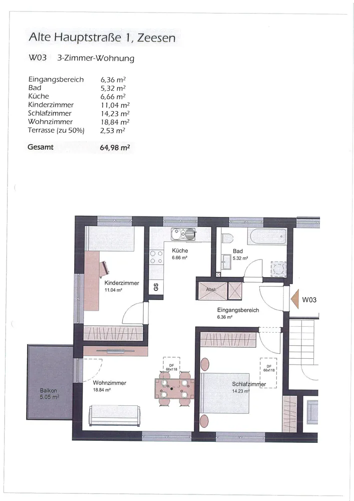 3 Zimmer Wohnung mit 62 m² in Königs Wusterhausen – Bild 1