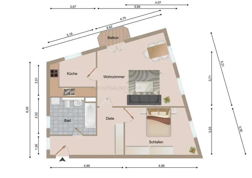 2 Zimmer Wohnung mit 62 m² in Zwickau – Bild 7