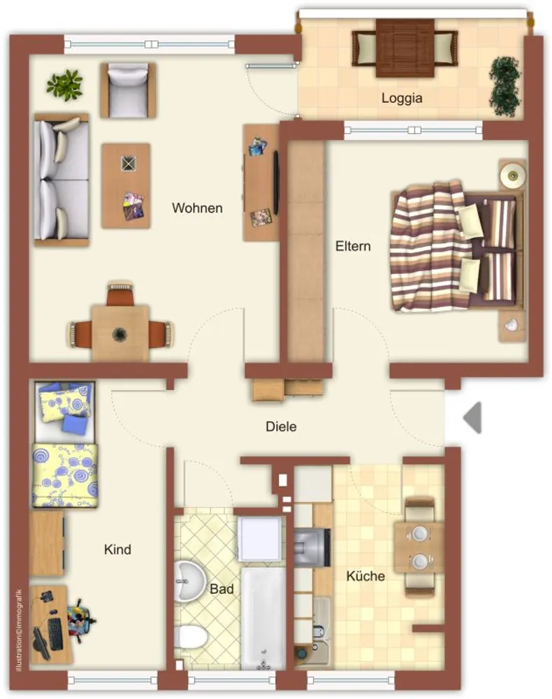 3 Zimmer Wohnung mit 63 m² in Mönchengladbach – Bild 2
