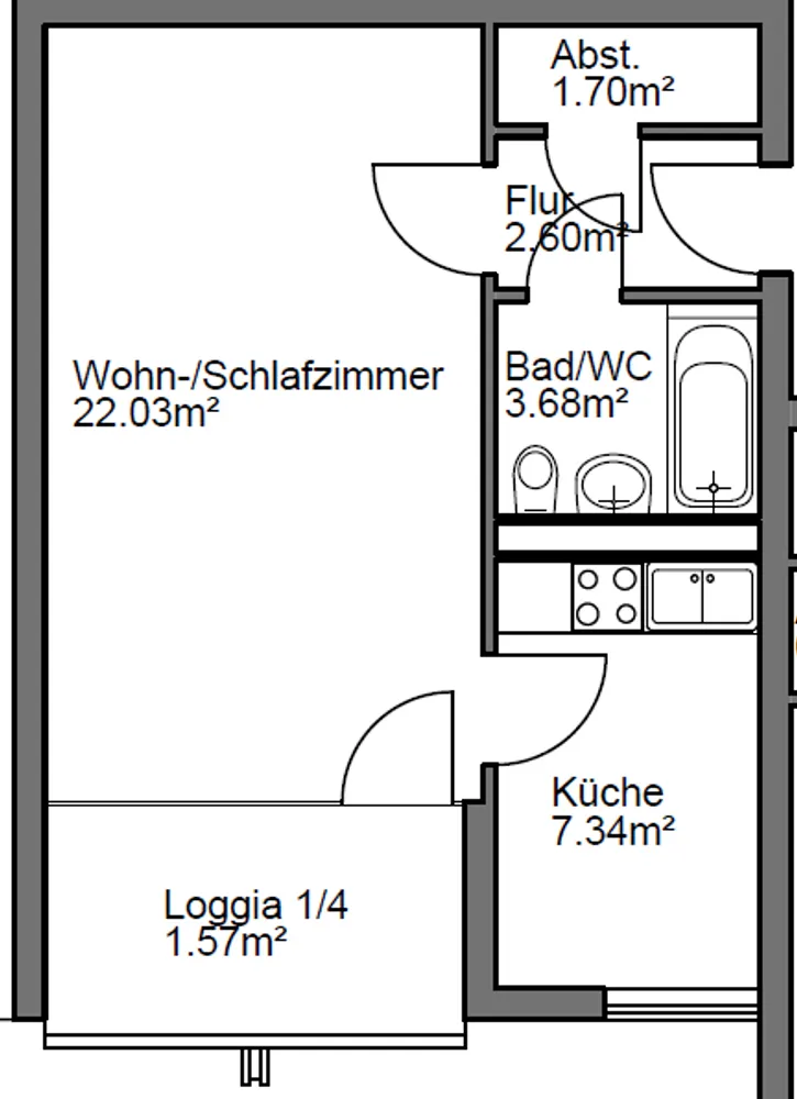 1 Zimmer Wohnung mit 40 m² in Mannheim – Bild 2