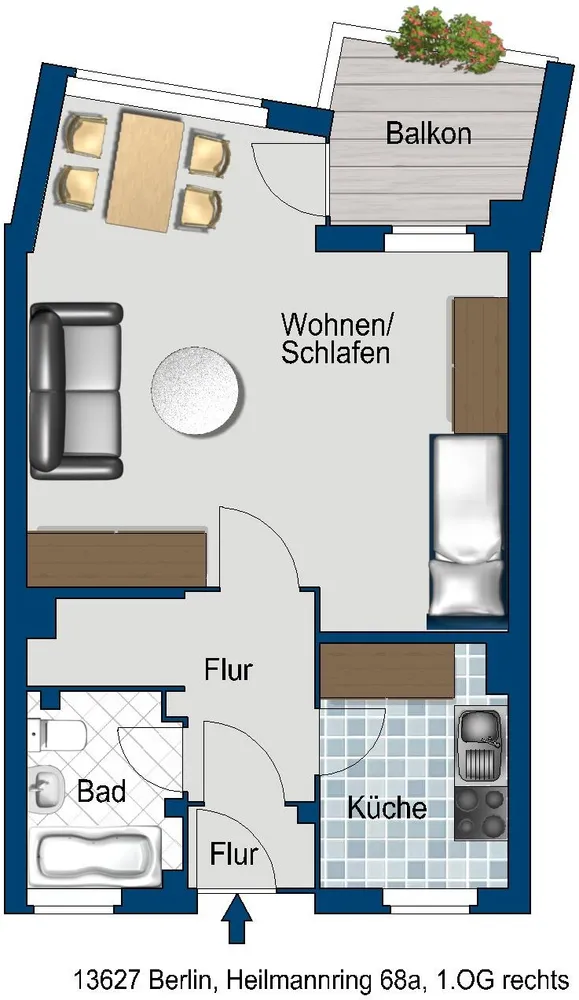 1 Zimmer Wohnung mit 45 m² in Berlin – Bild 1