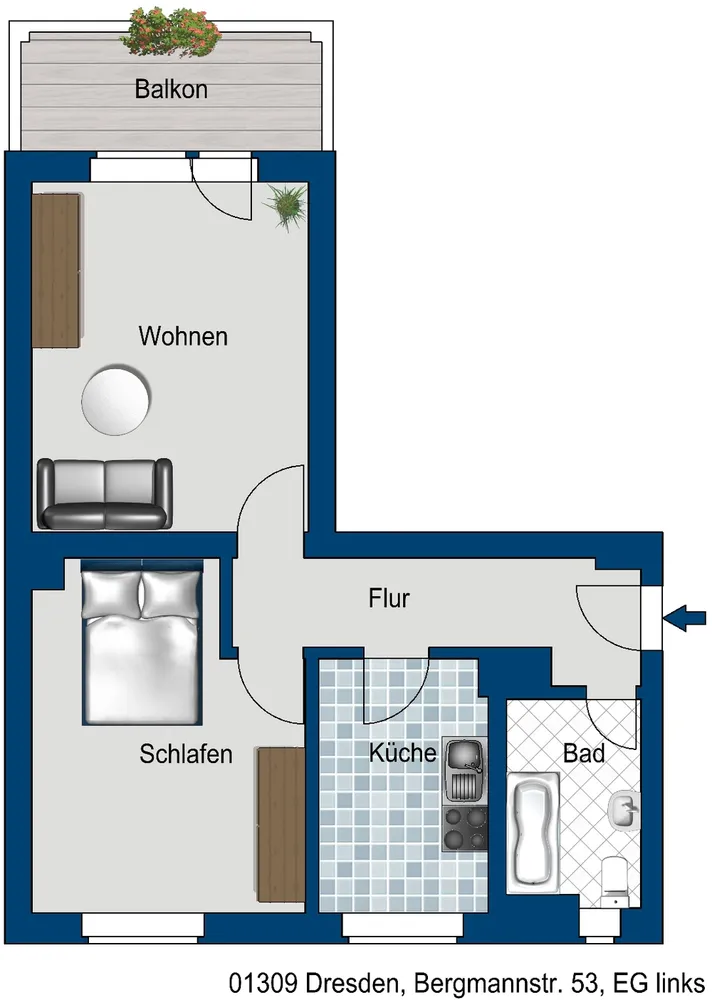 2 Zimmer Wohnung mit 51 m² in Dresden – Bild 2