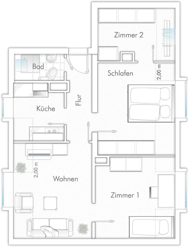 3 Zimmer Wohnung mit 50 m² in Lübeck – Bild 1