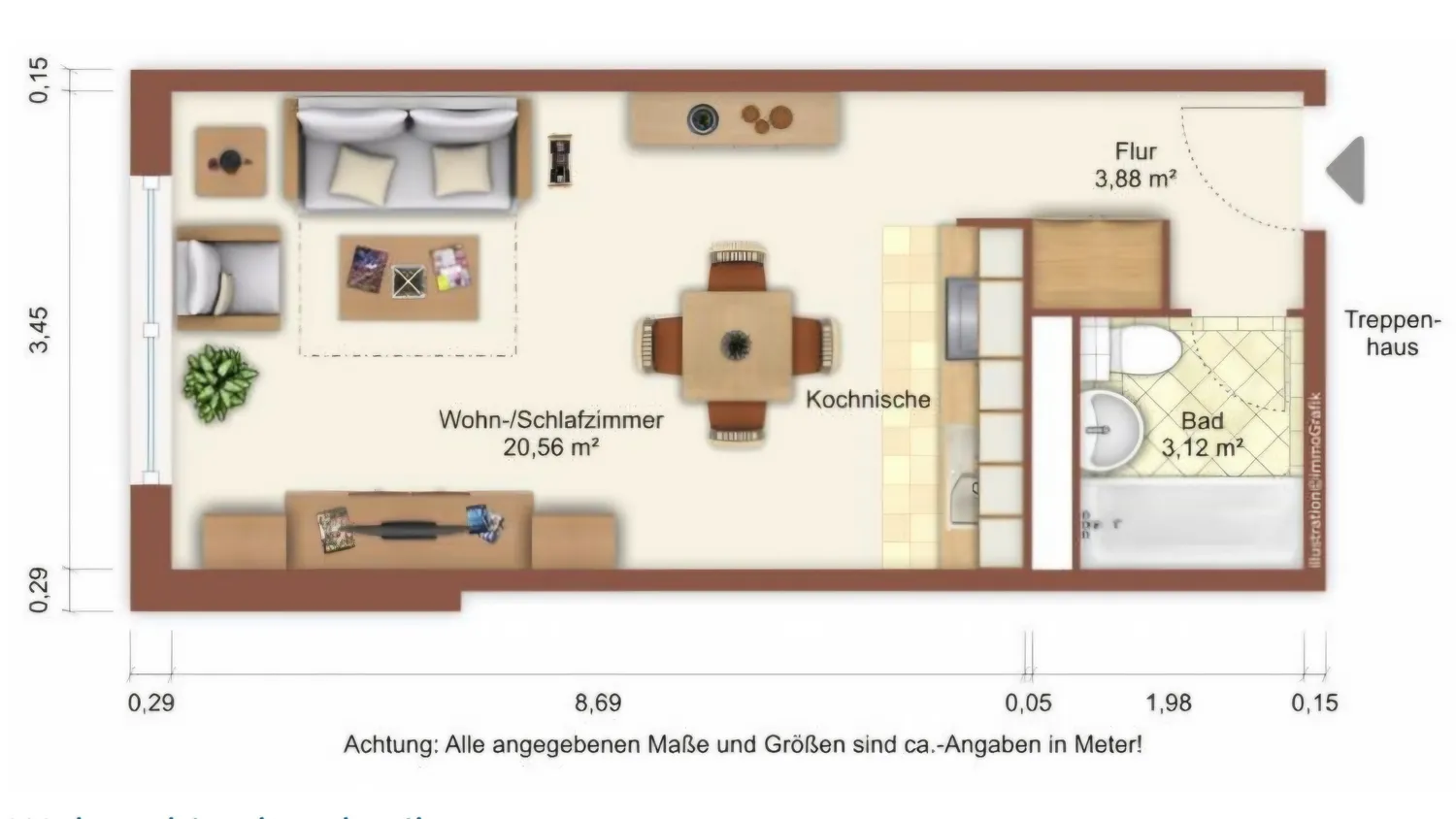 1 Zimmer Wohnung mit 26 m² in Greifswald – Bild 1
