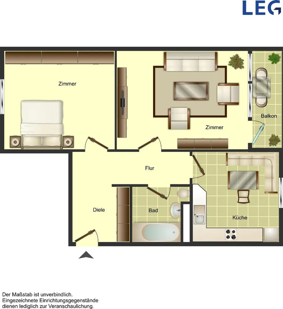 3 Zimmer Wohnung mit 56 m² in Düsseldorf – Bild 2