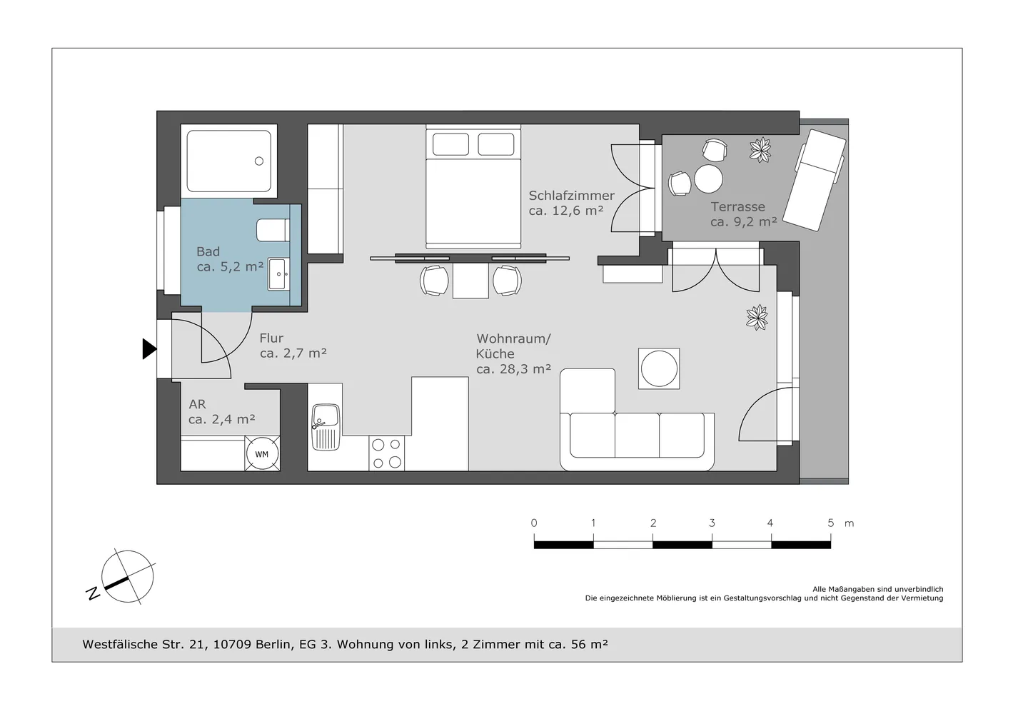 2 Zimmer Wohnung mit 56 m² in Berlin – Bild 3