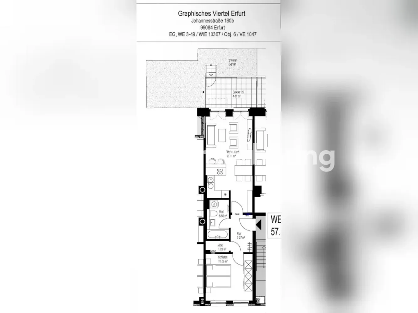2 Zimmer Wohnung mit 55 m² in Erfurt – Bild 2