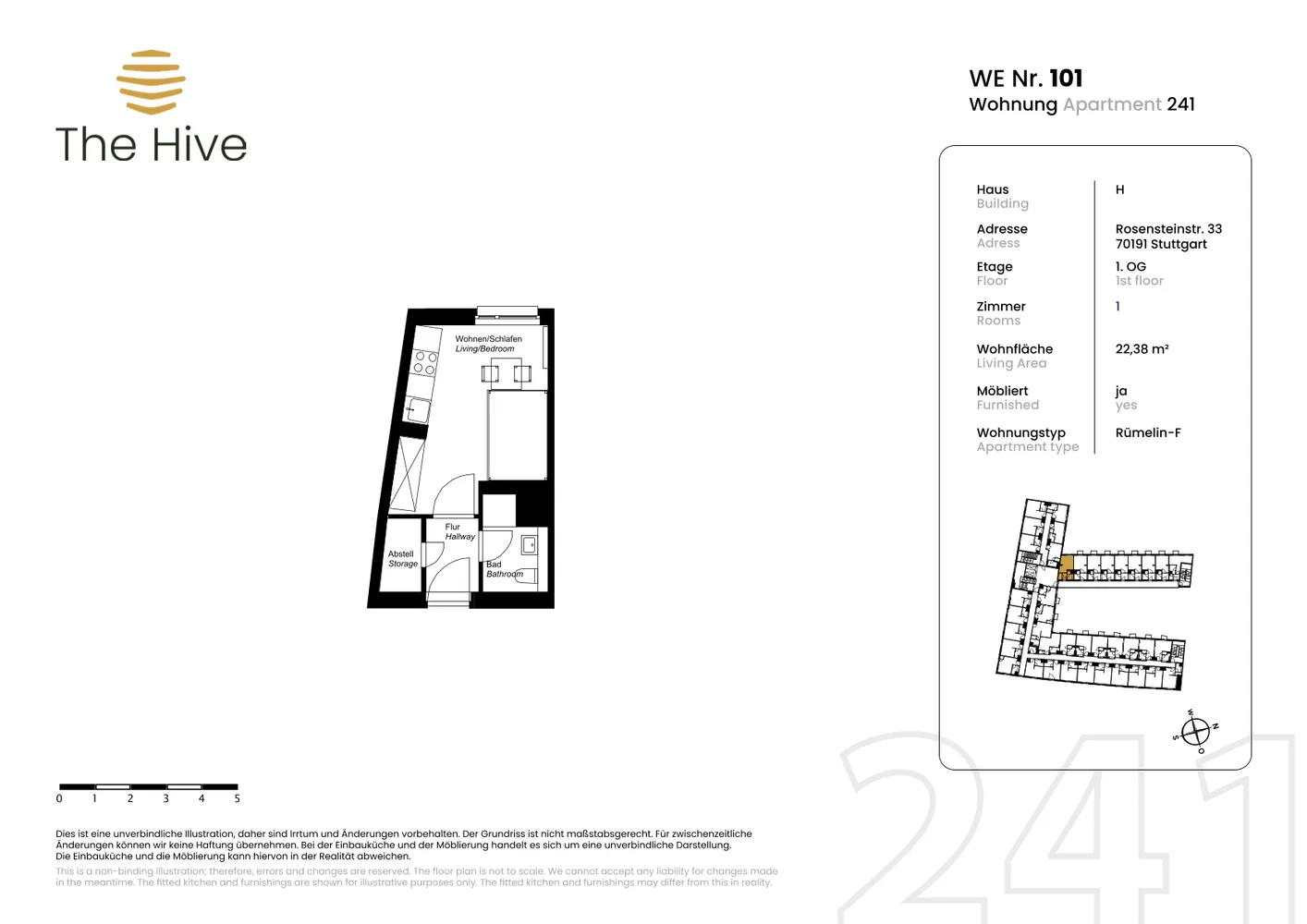 1 Zimmer Wohnung mit 22 m² in Stuttgart – Bild 5