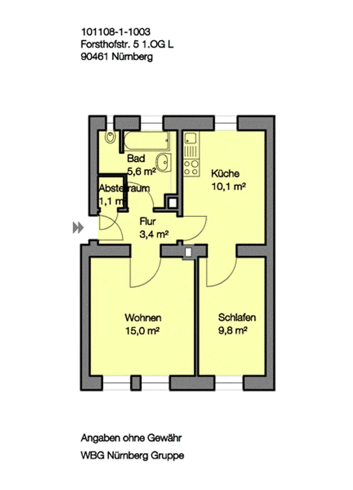 2 Zimmer Wohnung mit 45 m² in Nürnberg – Bild 3