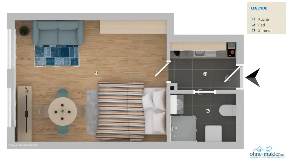 Studio mit 30 m² in Nürnberg – Bild 2