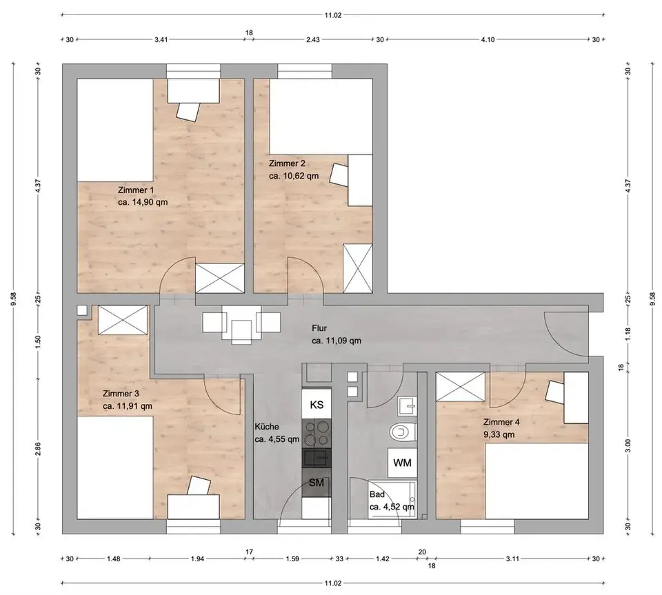 4 Zimmer Wohnung mit 11 m² in Nürnberg – Bild 9
