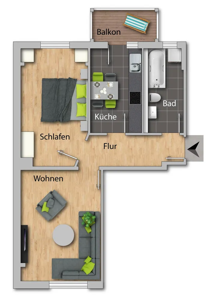 2 room apartment with 56 m² in Chemnitz – Photo 9