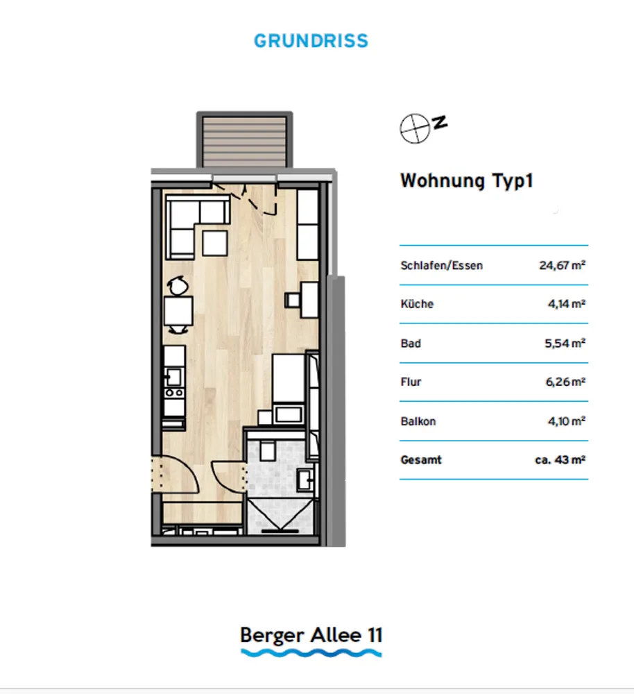 1 Zimmer Wohnung mit 43 m² in Düsseldorf – Bild 3