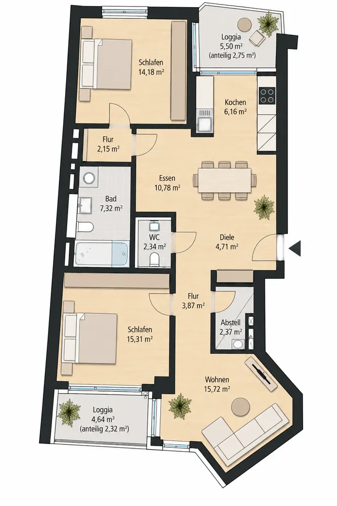 4 Zimmer Wohnung mit 90 m² in München – Bild 2