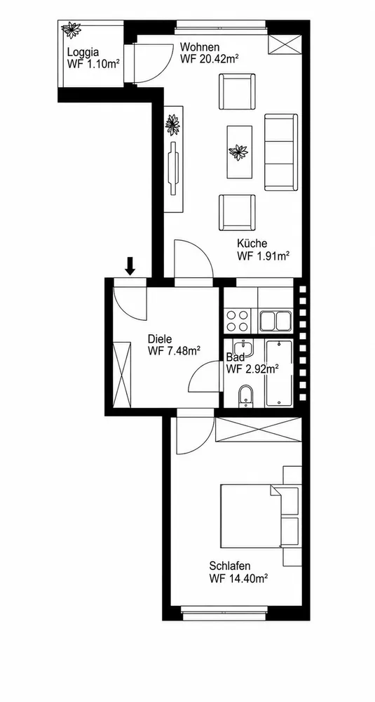 2 Zimmer Wohnung mit 48 m² in Düsseldorf – Bild 9